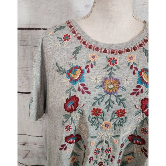 Johnny Was Nya Embroidered Floral Short Sleeve Tunic Size XL - Picture 4 of 5